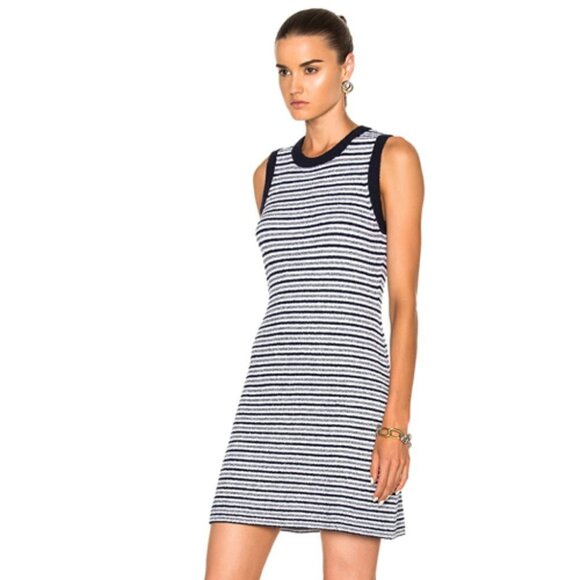 Rag & Bone Lindsay navy blue white stripe terry shift dress sleeveless Medium - Picture 1 of 7